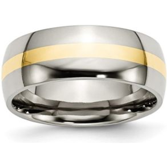 Chisel TB224-12.5 8 mm Titanium & 14K Yellow Gold Inlay Polished Band, Size 12.5