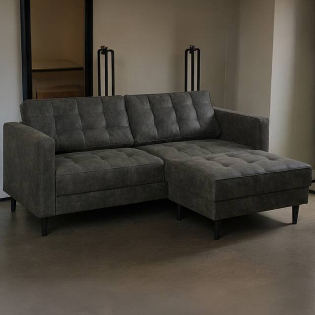 Chloe 2 Seater Black Reversible Chaise Sofa