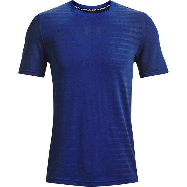 Under Armour Seamless Wordmark Mens Blue T-Shirt Polyester/Nylon - Size Medium