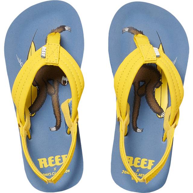 (4K-5K UK, Surfing Sloth) Reef Kids Infants Childrens Jonas Claesson LIL Flip Flops Thongs Sandals
