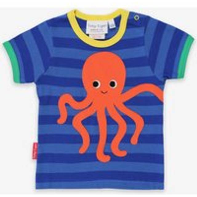 Organic Octopus Applique Dark Blue Striped T-Shirt - 4-5y / 110cm