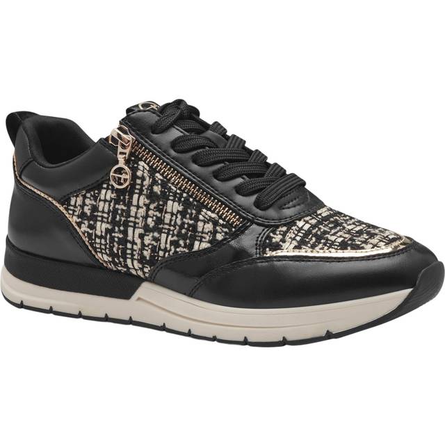 Tamaris - Svarta sneakers i textil och skinnimitation storlek 39 - Black Struct (39)