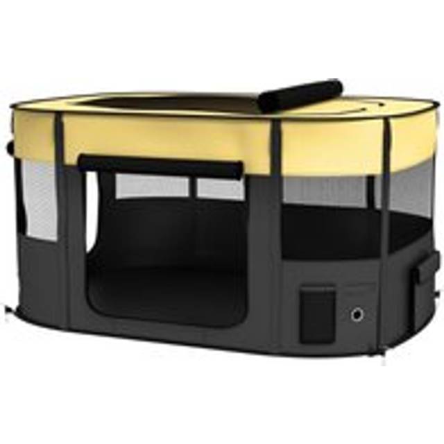 Pawhut Foldable Dog Pen With Storage Bag For Indoor/outdoor Use, Yellow
