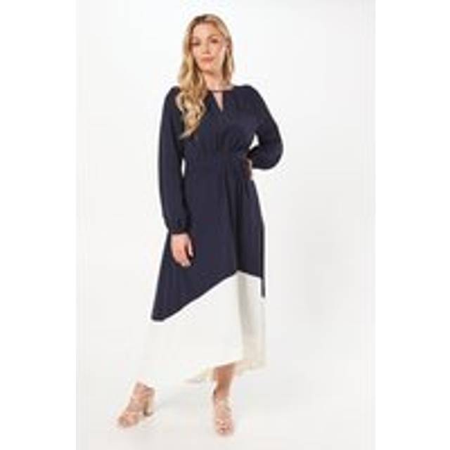 Womens Colour Block Belted High Low Maxi Dress - Green - 12