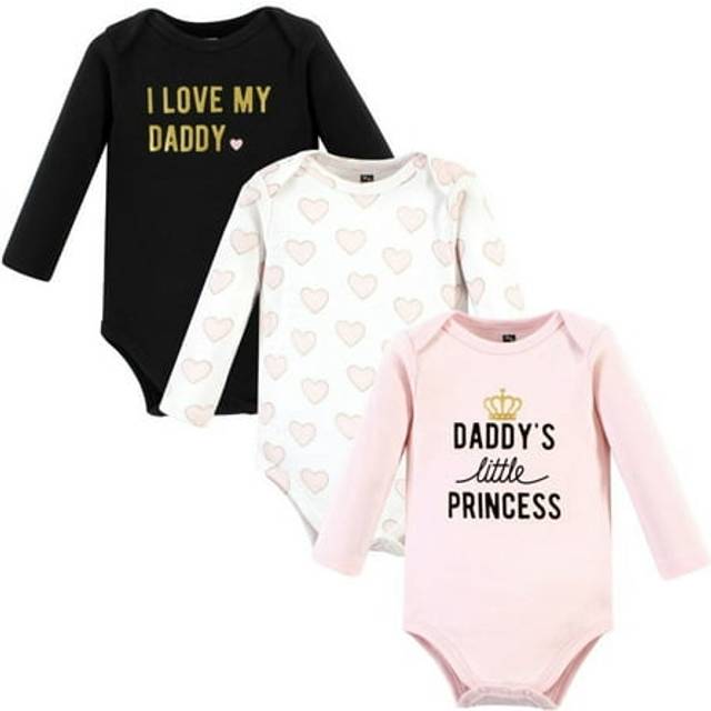 Hudson Baby Unisex Baby Cotton Long-Sleeve Bodysuits  Daddys Little Princess 3-Pack  Preemie