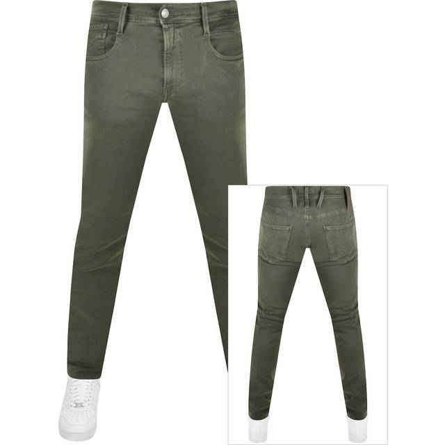 REPLAY Anbass Trousers Slim Hyperflex Colour Xlite |Khaki green |33 x 32