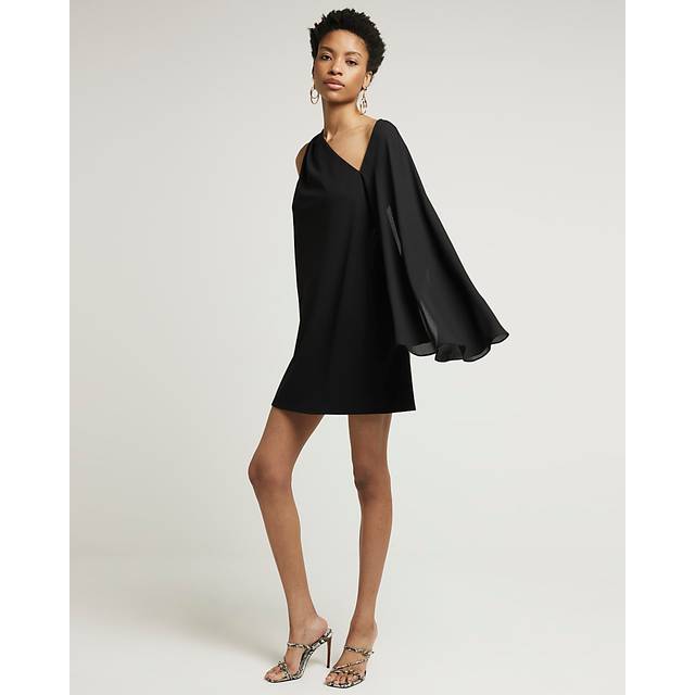 River Island Womens Black Cape Detail Shift Mini Dress - 18