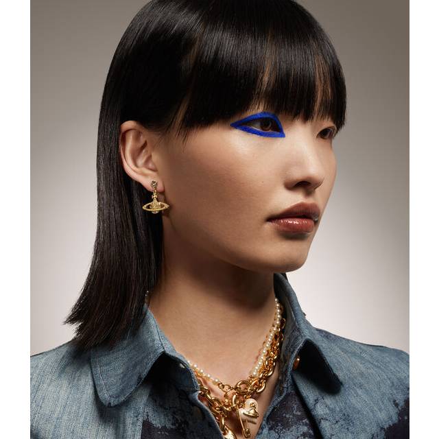 Vivienne Westwood Mini Bas Relief Drop Earrings Gold Topaz Women - ---