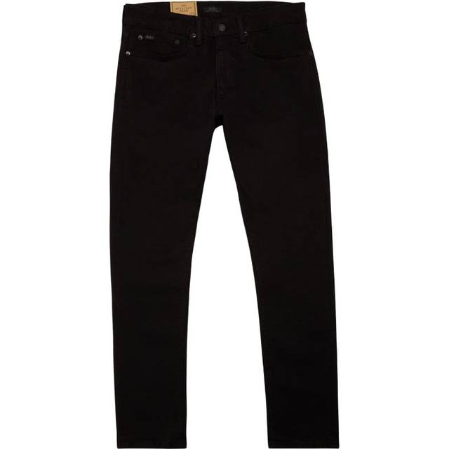 Polo Ralph Lauren Mens Hdn Black Logo-embroidered Slim-leg Stretch-denim Jeans 28/32
