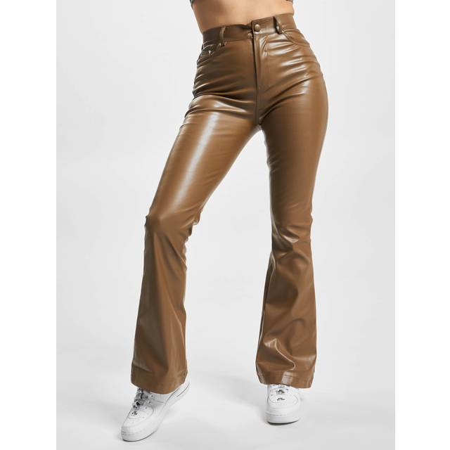 Women's Faux Leather Trousers Sixth June Flare - Marron
