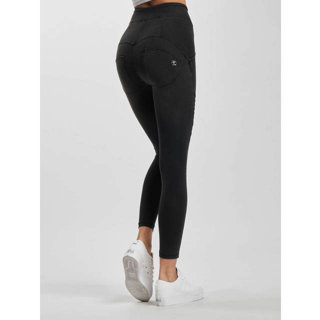 Freddy Wrup Biker Denim - Super High Waisted - 7/8 Length - Black + Black Stitching  - Black, 8