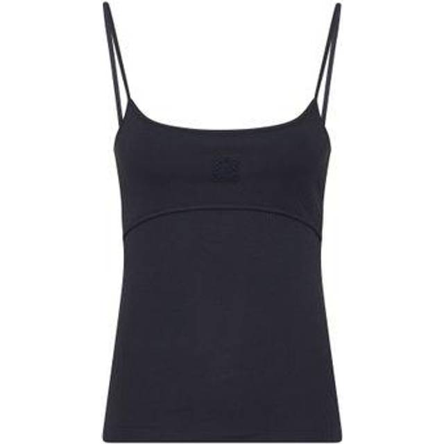 Loewe Womens Ocean Blue Anagram Logo-embroidered Stretch-cotton Top M - OCEAN BLUE