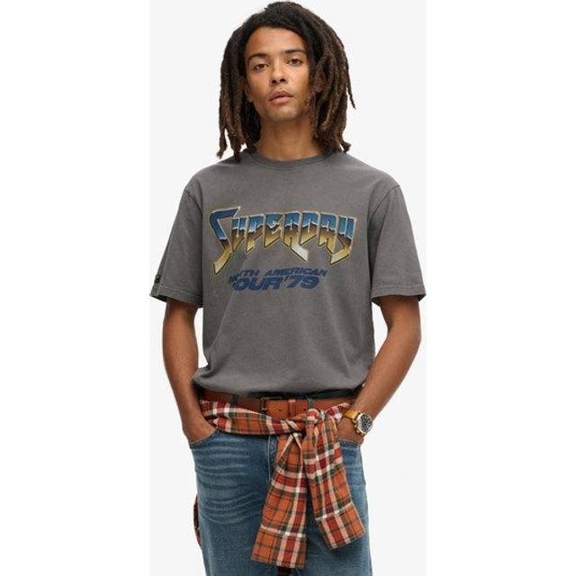 Superdry Herren T-shirt mit Rockband-grafik im Stil der 70er Dunkelgrau/blau - Größe: S