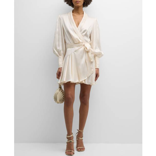 Silk Wrap Mini Dress - MLK - 2 (US 8)