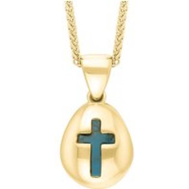 9ct Yellow Gold Turquoise Cross Pear Shape Necklace