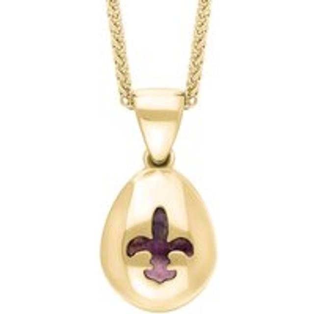 18ct Yellow Gold Blue John Fleur De Lis Pear Shape Necklace