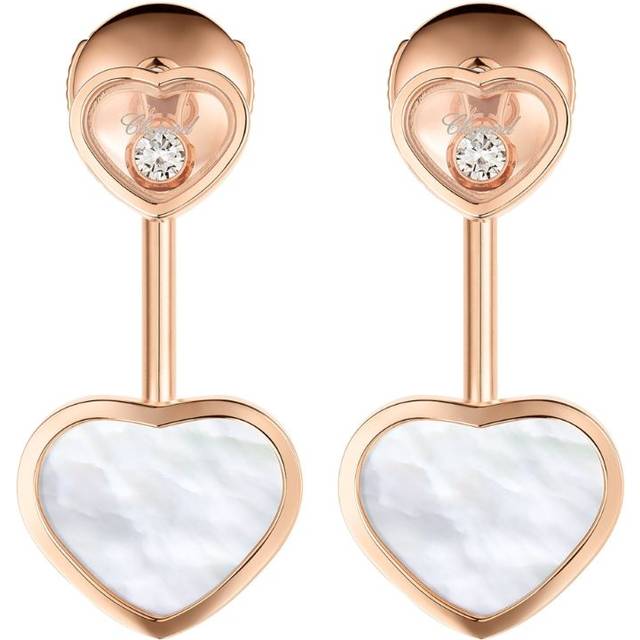 Chopard Rose Gold, Diamond and Mother-of-Pearl Happy Hearts Earrings - One size