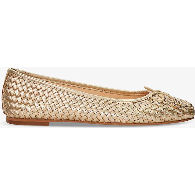 Dune Womens Gold-leather Heights Bow-embellished Woven Leather Ballet Flats Eur 39 / 6 Uk Women - GOLD-LEATHER