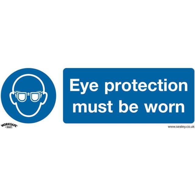 10x EYE PROTECTION MUST BE WORN Safety Sign - Rigid Plastic 300 x 100mm Warning