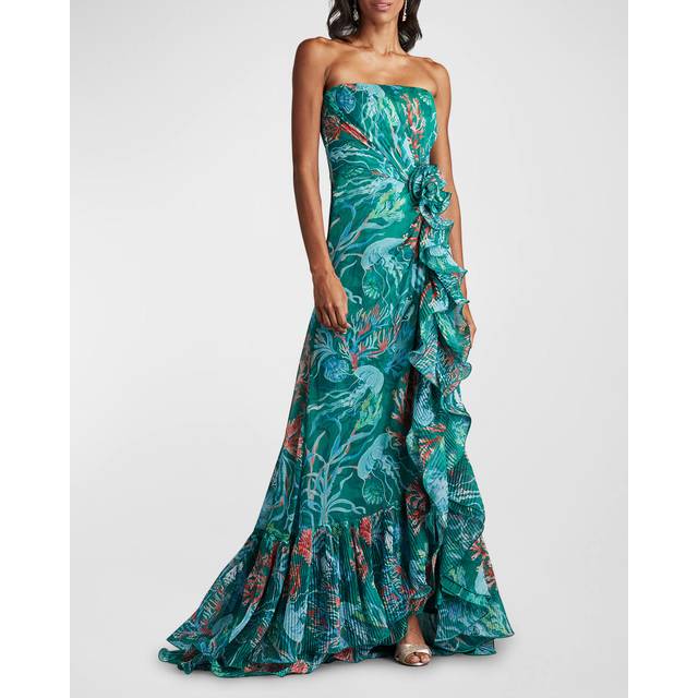 Tadashi Shoji Off-The-Shoulder Printed Gown