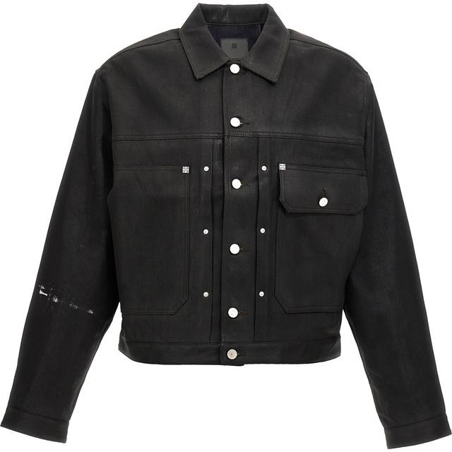 Givenchy, Jacka, Herr, L, Denim, Pleated Denim Jacket - black (L)