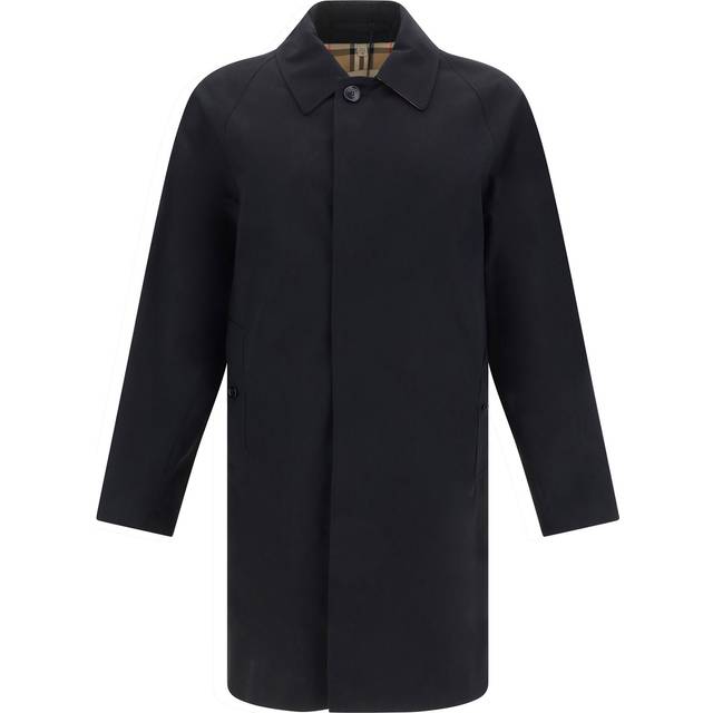Burberry, Single-Breasted Coats, male, Black, 2XL, Cotton Trench Coat with Motif Lining