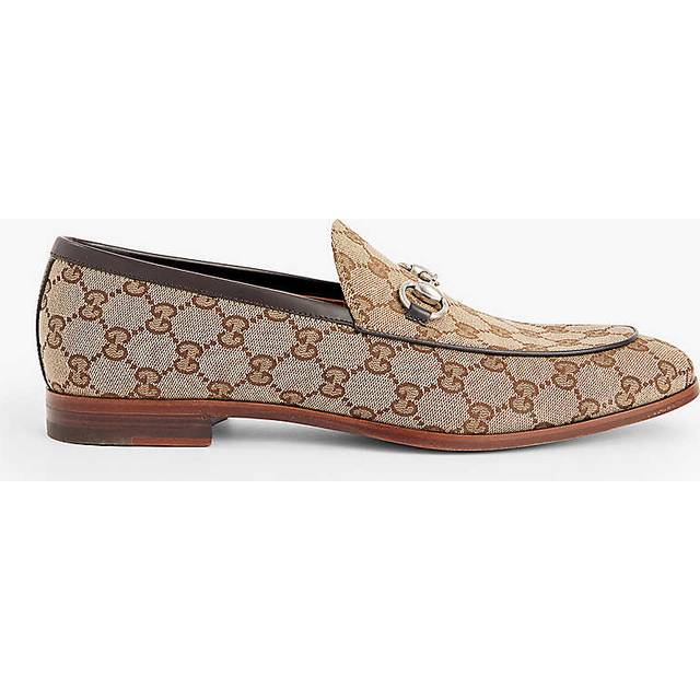 Gucci Mens Beige Ebony Cocoa Next Horsebit-embellished Canvas Loafers Eur 46 / 12 Uk Men