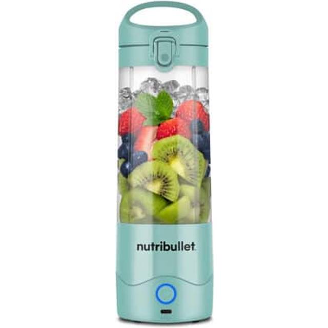nutribullet lätt portabla blender, 475 ml BPA-fri Tritan, miniblender med 4-punktsblad i rostfritt stål, multifunktionell blender, USB-C-laddare, 15+ blandningscykler, LjUSB-Clå, NBP003LBL
