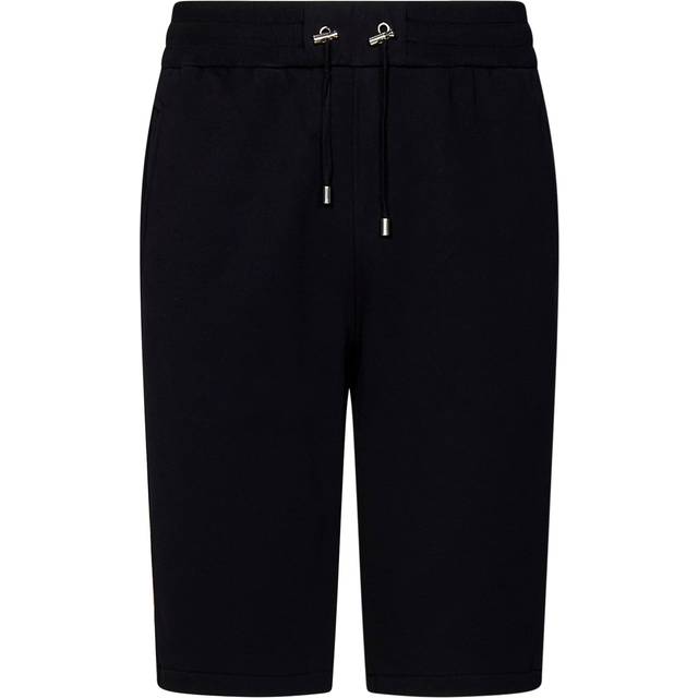 Balmain, Shorts, Herr, L, Bomull, Bomullsshorts med flocked Paris-logotyp - black (L)