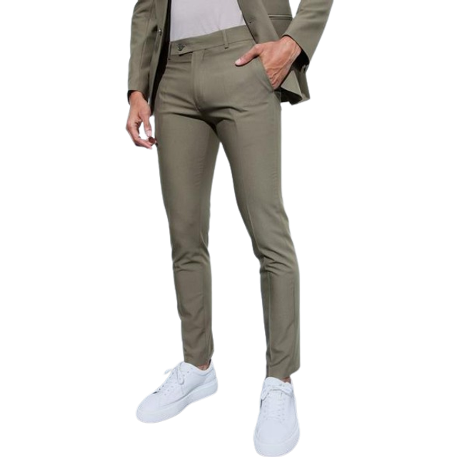 Skinny Fit Cropped Suit Trousers - Green - 32