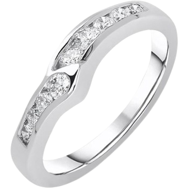 18ct White Gold 0.33ct Diamond Wishbone Wedding Ring D - J