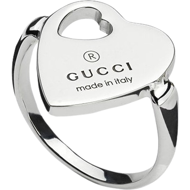 Gucci Trademark Sterling Silver Heart Ring - Q.5