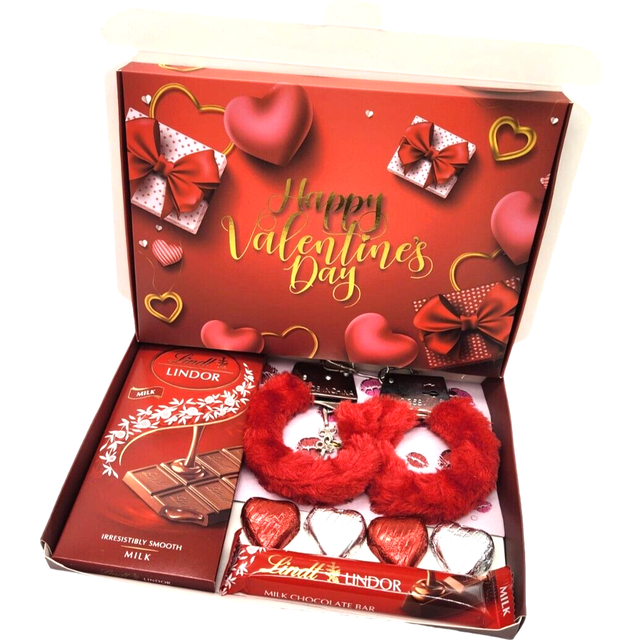 Lindt lindor milk chocolate bars hearts handcuffs gift box valentines present