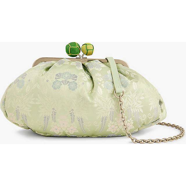 Weekend Max Mara Womens Olive Green Pasticcino Floral-jacquard Silk Clutch Bag - OLIVE GREEN