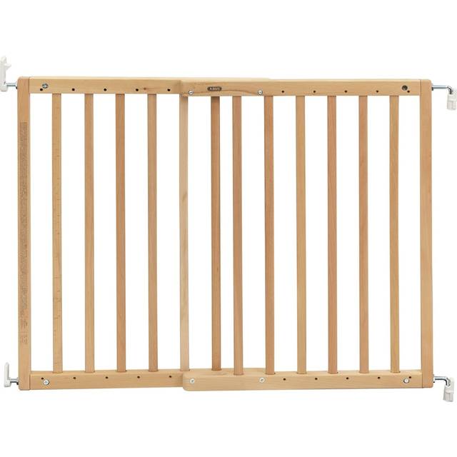 ABUS JC9220 NIC dörrskyddsgaller för barn spädbarn 63 till 103,5 cm brett i obehandlat bokträ