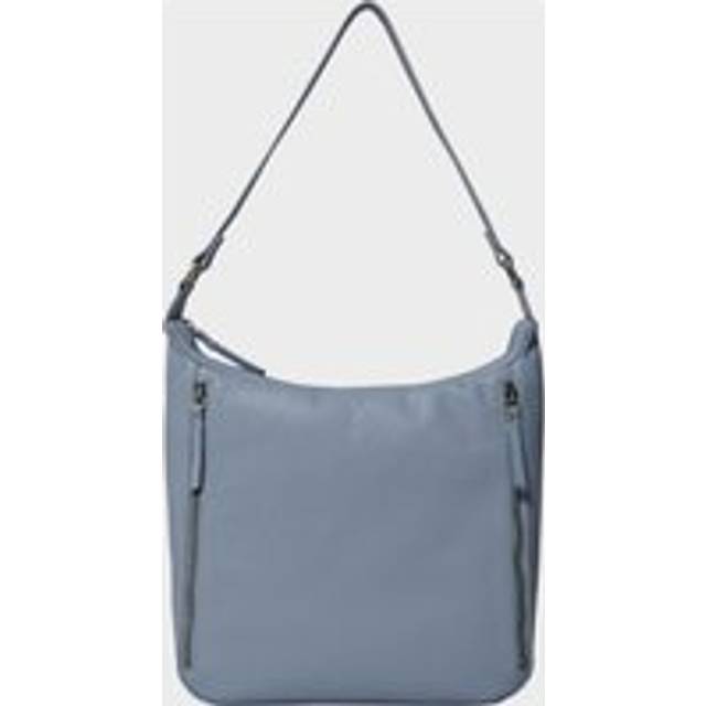 'PAMELA' Pebble Grain Real Leather Designer Shoulder Hobo Bag - Blue - One Size