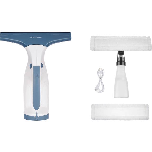 Silvercrest cordless window vacuum cleaner + spray bottle & 2 × microfibre cover