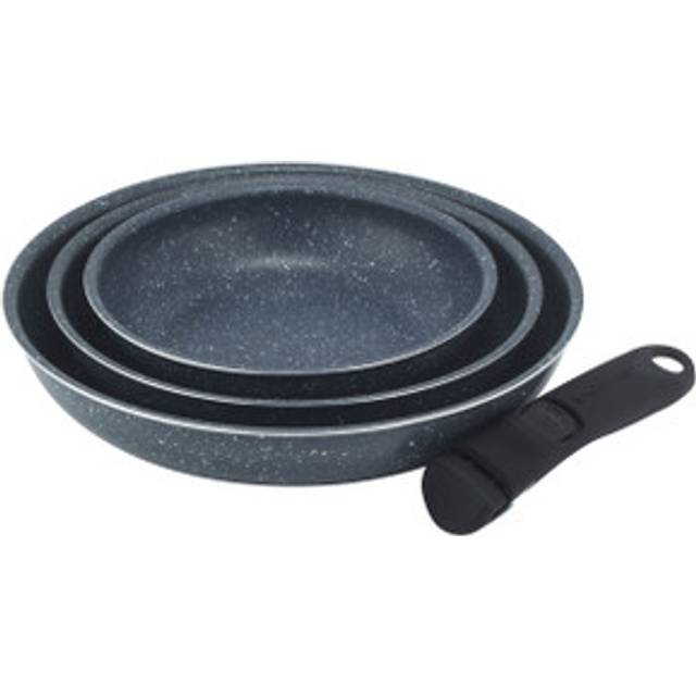 Russell Hobbs Nightfall Stone Frying Pan Set ? Smart Clip Non-Stick Pans, 20cm, 24cm, 28cm, Stay Cool Detachable Handle, Oven to Hob to Table Cooking,