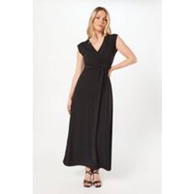 Womens Occasion Wrap Jersey Maxi Dress - Black - 10