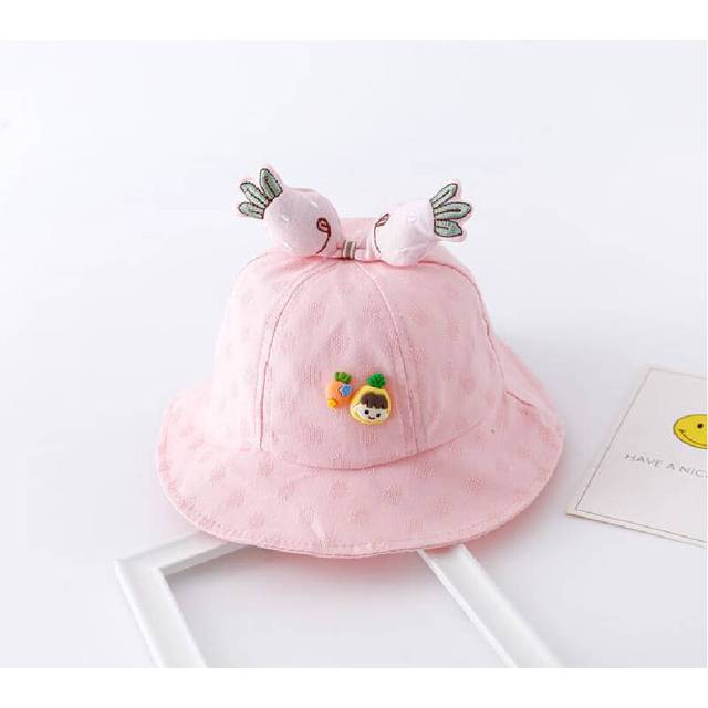 (Pink) Cute Girls Bucket Hat Baby Sun Fisherman Fashion Simple And Versatile Cartoon