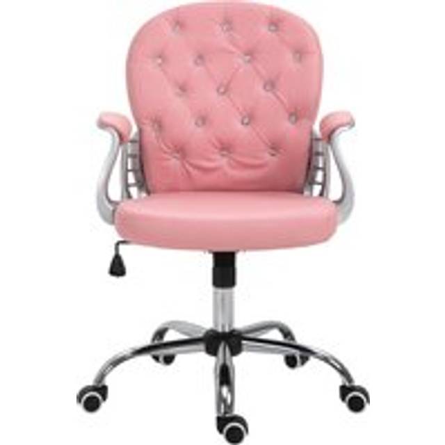Vinsetto Computer Desk Chair wiyh 360° Swivel, PU Diamante Padded, Base 5 Castor Wheels, Ergonomic Desk Chair for Home Work Pink Aosom UK