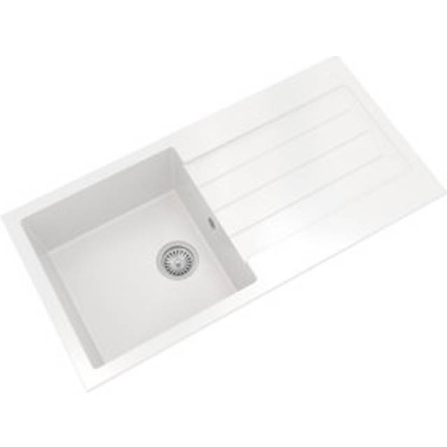 Kitchen Single Bowl Composite Inset Sink with Overflow & Drainer - 1000 x 500mm - Matt White - Balterley