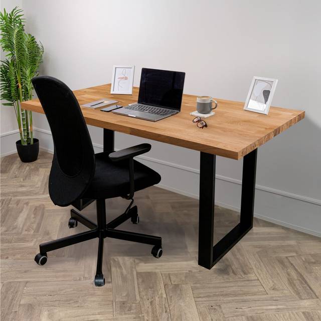 Solid oak office desk 1500 x 800mm | industrial writing table home workstation