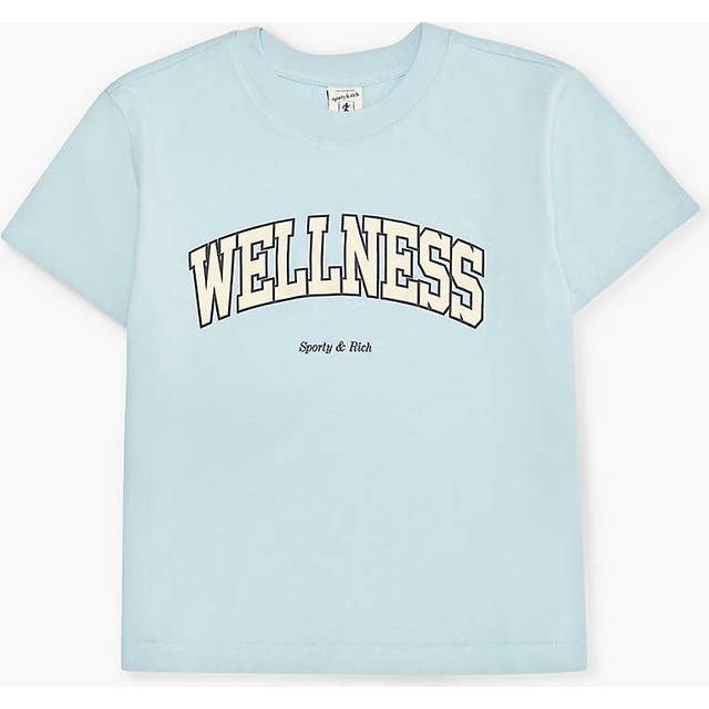 Sporty & Rich Girls Chi Blue Kids Wellness Branded-print Cotton-blend Jersey T-shirt 2-14 Years 2-4 - CHINA BLUE