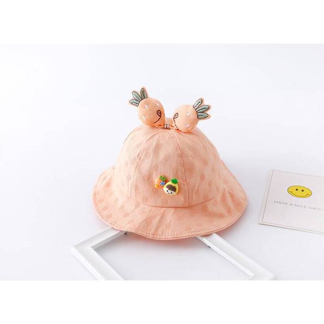 (Orange) Cute Girls Bucket Hat Baby Sun Fisherman Fashion Simple And Versatile Cartoon
