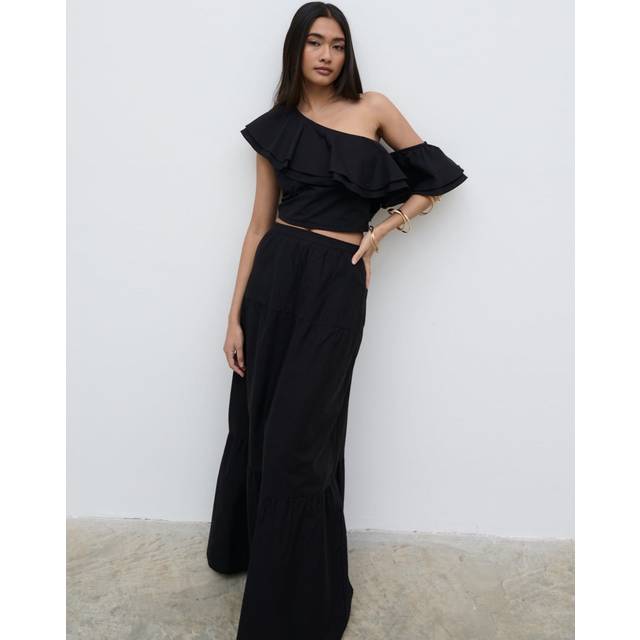Sol Ruffle Maxi Skirt - Black, 6