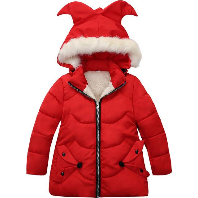 (Red, 4-5Years) Kids Girls Winter Jackets Hooded Coats Warm 1913