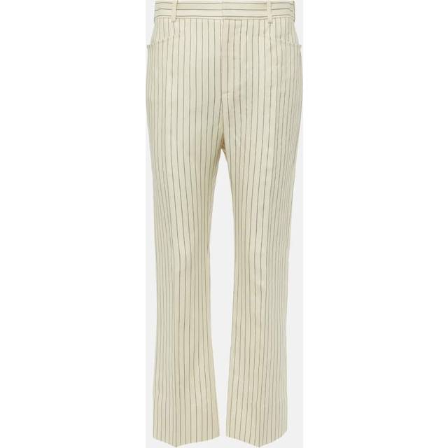 Tom Ford Wallis striped wool and silk-blend straight pants - white (UK 16)