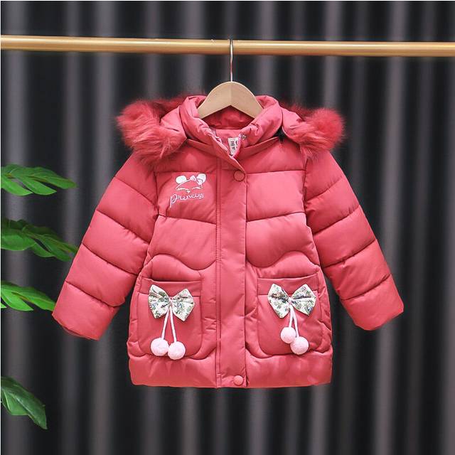 (Rose, 2-3Years) Kids Girls Winter Jackets Fur Hooded Coats Warm UK