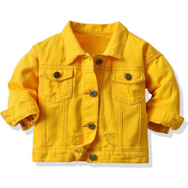 (Yellow, 4-5Years) Kids Boys Girls Casual Dyeing denim Jackets Coats
